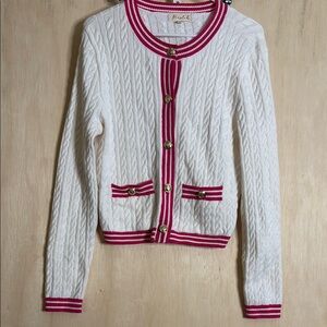 Marled varsity fisherman knit sweater